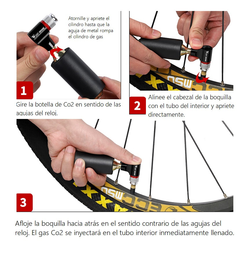 Mini Bomba Inflador Neumatico Instantaneo De Bicicleta Co2